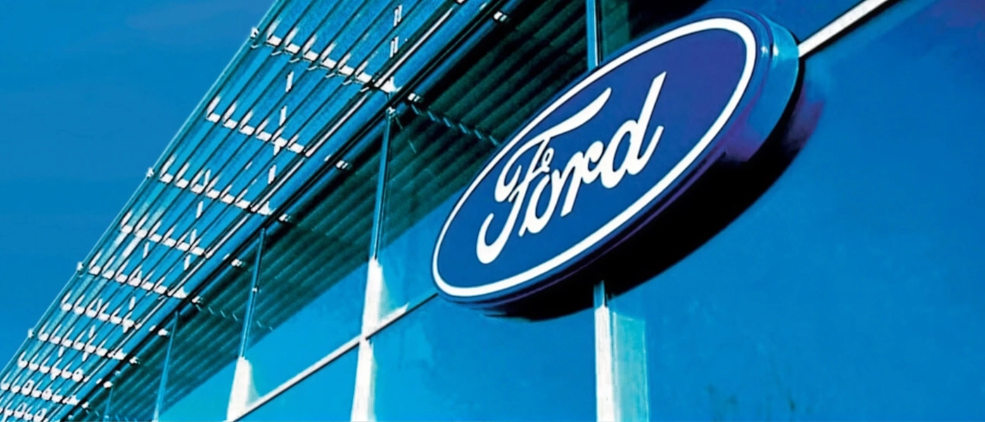 blue oval logo on static